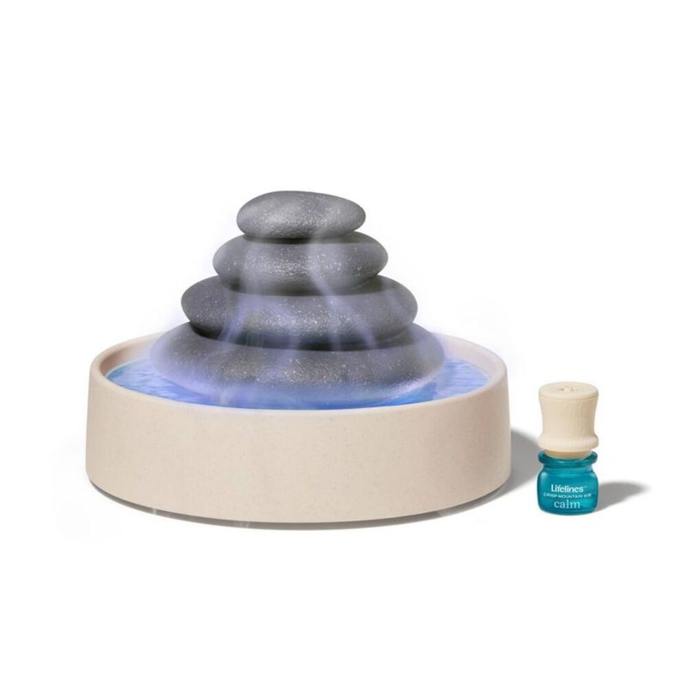 Lifelines -  Oil Diffuser w/ Meditative Stones Cascad Gray